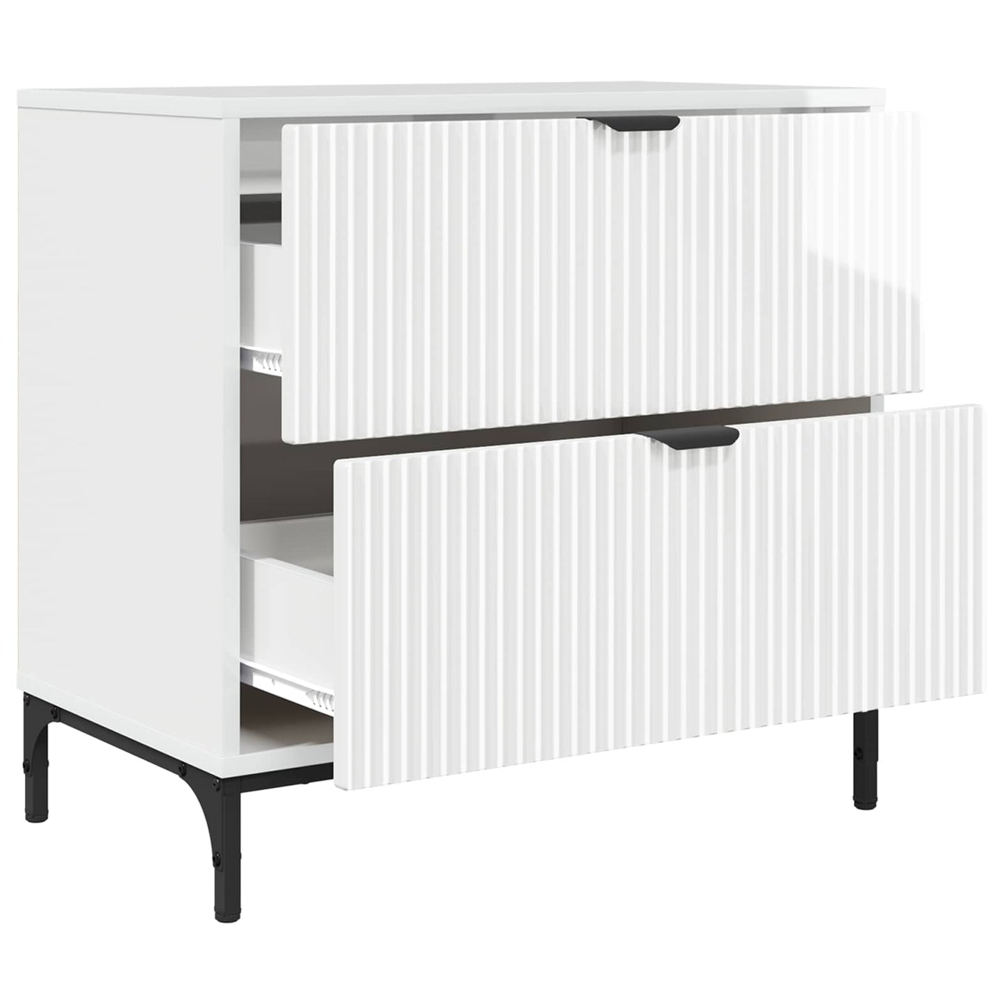vidaXL Bedside Table with Drawer High gloss white 63.5 x 36 x 61 cm