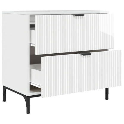 vidaXL Bedside Table with Drawer High gloss white 63.5 x 36 x 61 cm