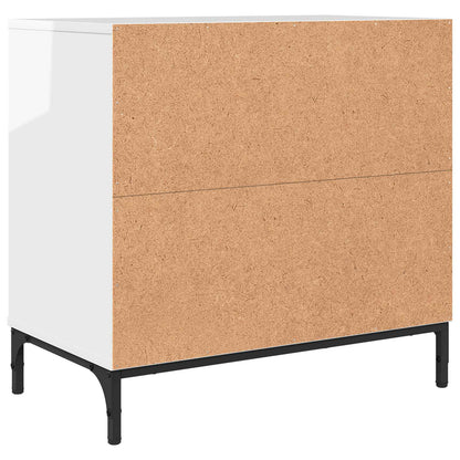 vidaXL Bedside Table with Drawer High gloss white 63.5 x 36 x 61 cm
