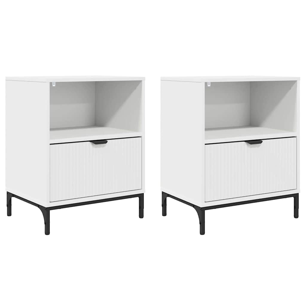 vidaXL Bedside Cabinet 2 pcs White 49 x 36 x 61 cm Engineered wood