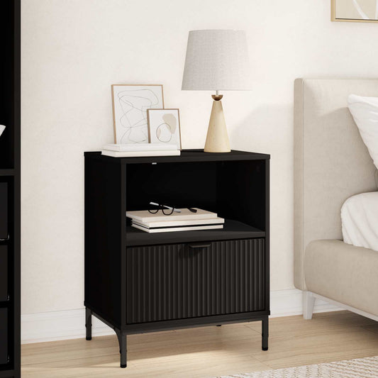 vidaXL Bedside Cabinet Black 49 x 36 x 61 cm Engineered wood