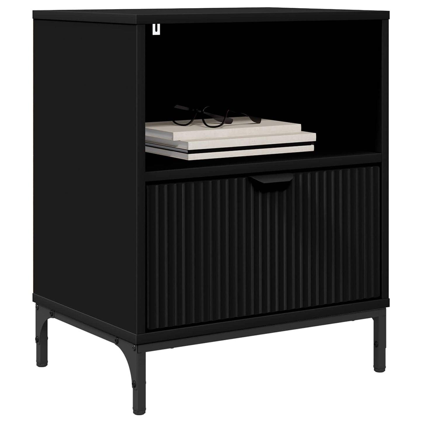 vidaXL Bedside Cabinet Black 49 x 36 x 61 cm Engineered wood