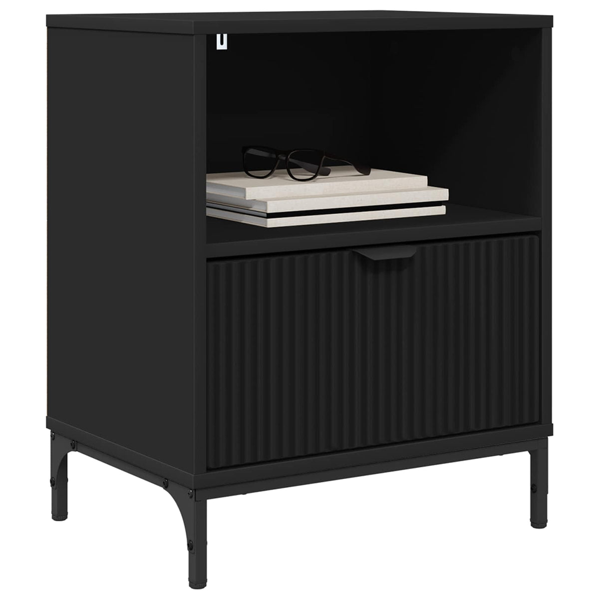 vidaXL Bedside Cabinet 2 pcs Black 49 x 36 x 61 cm Engineered wood