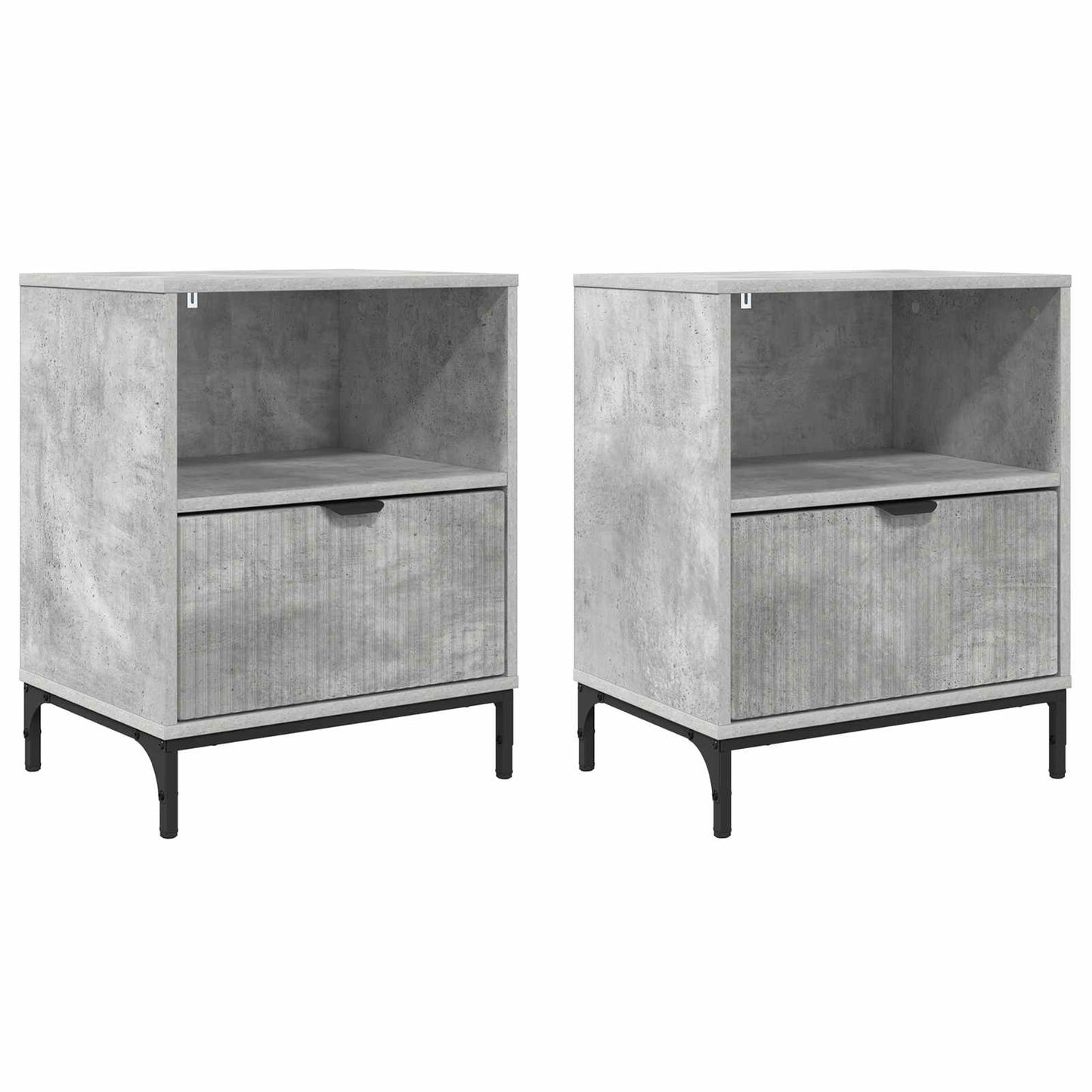 vidaXL Bedside Cabinet 2 pcs Concrete grey 49 x 36 x 61 cm