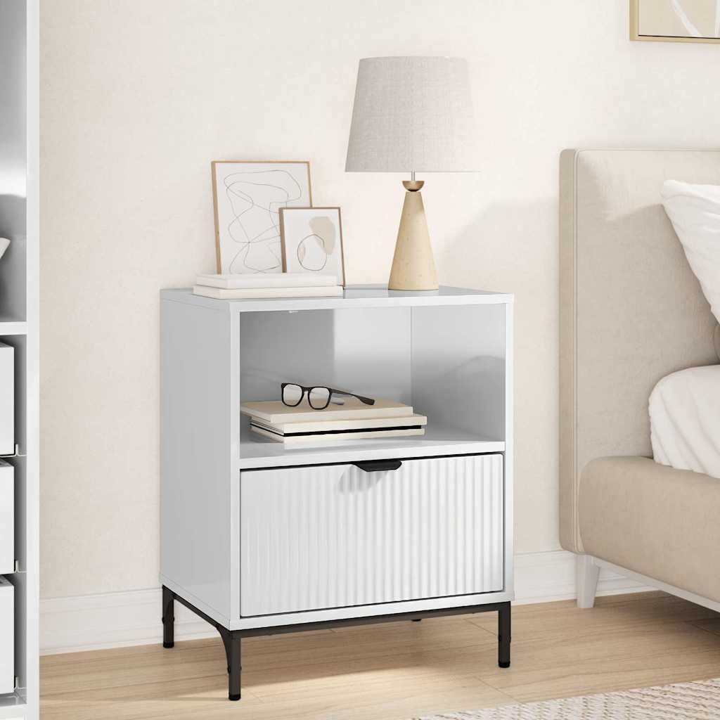 vidaXL Bedside Cabinet High gloss white 49 x 36 x 61 cm