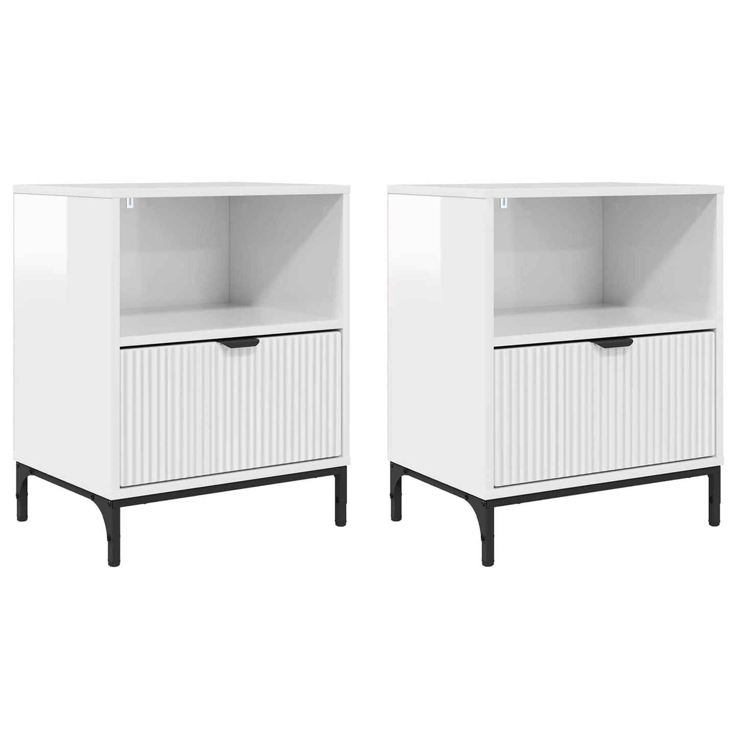 vidaXL Bedside Cabinet 2 pcs High gloss white 49 x 36 x 61 cm