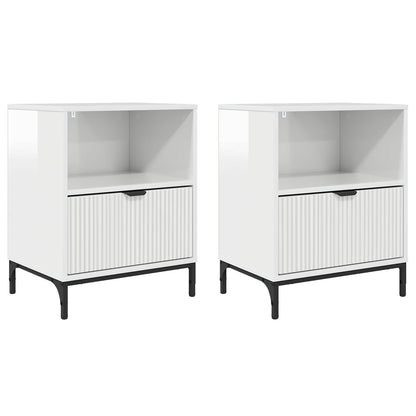 vidaXL Bedside Cabinet 2 pcs High gloss white 49 x 36 x 61 cm