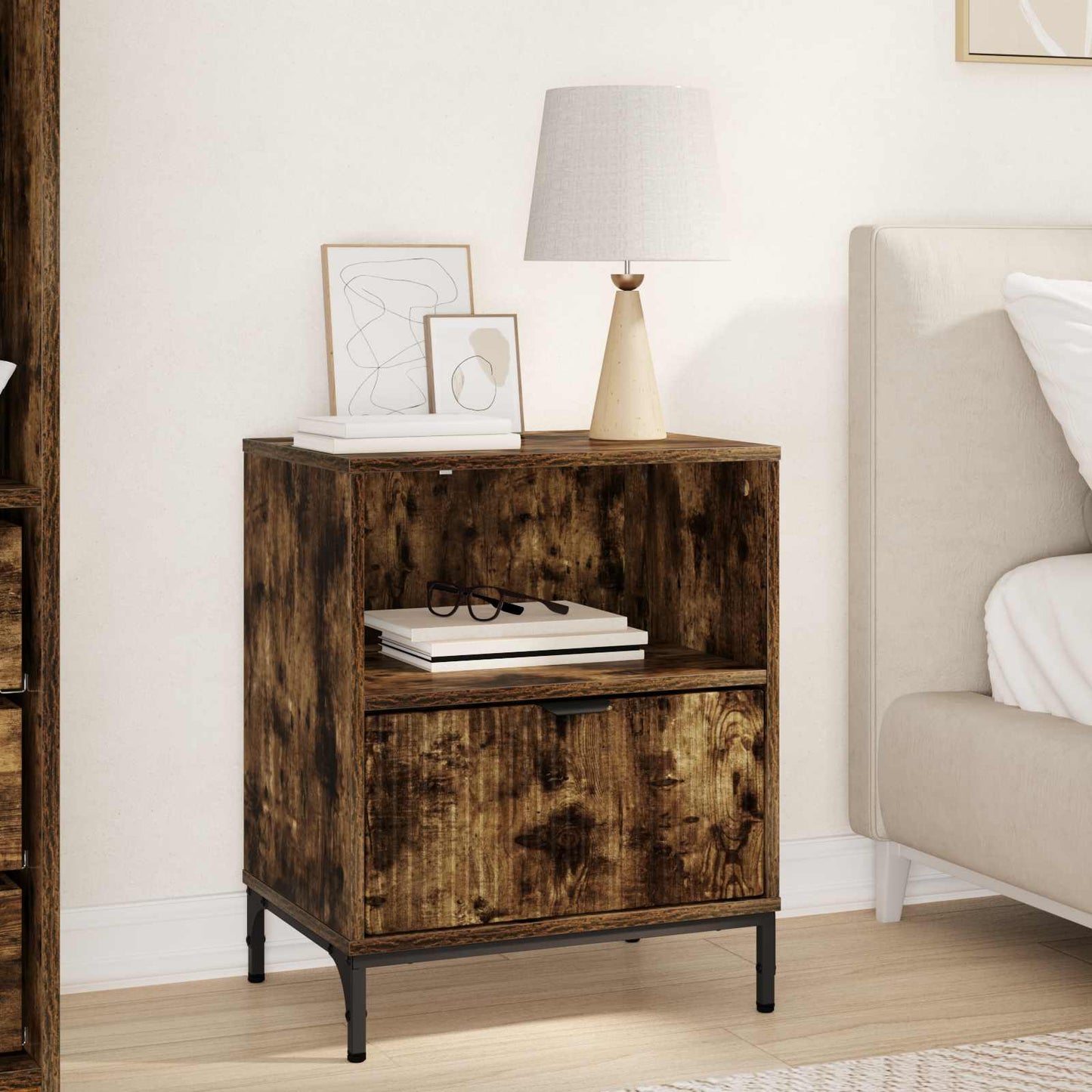 vidaXL Bedside Cabinet Smoked oak 49 x 36 x 61 cm Engineered wood