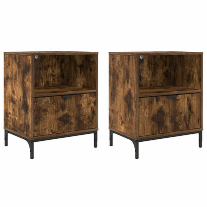 vidaXL Bedside Cabinet with Drawer 2 pcs Smoked oak 49 x 36 x 61 cm