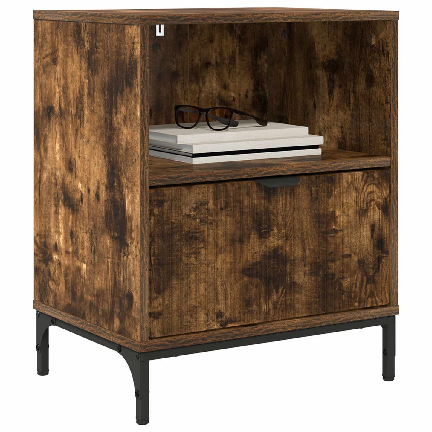 vidaXL Bedside Cabinet with Drawer 2 pcs Smoked oak 49 x 36 x 61 cm