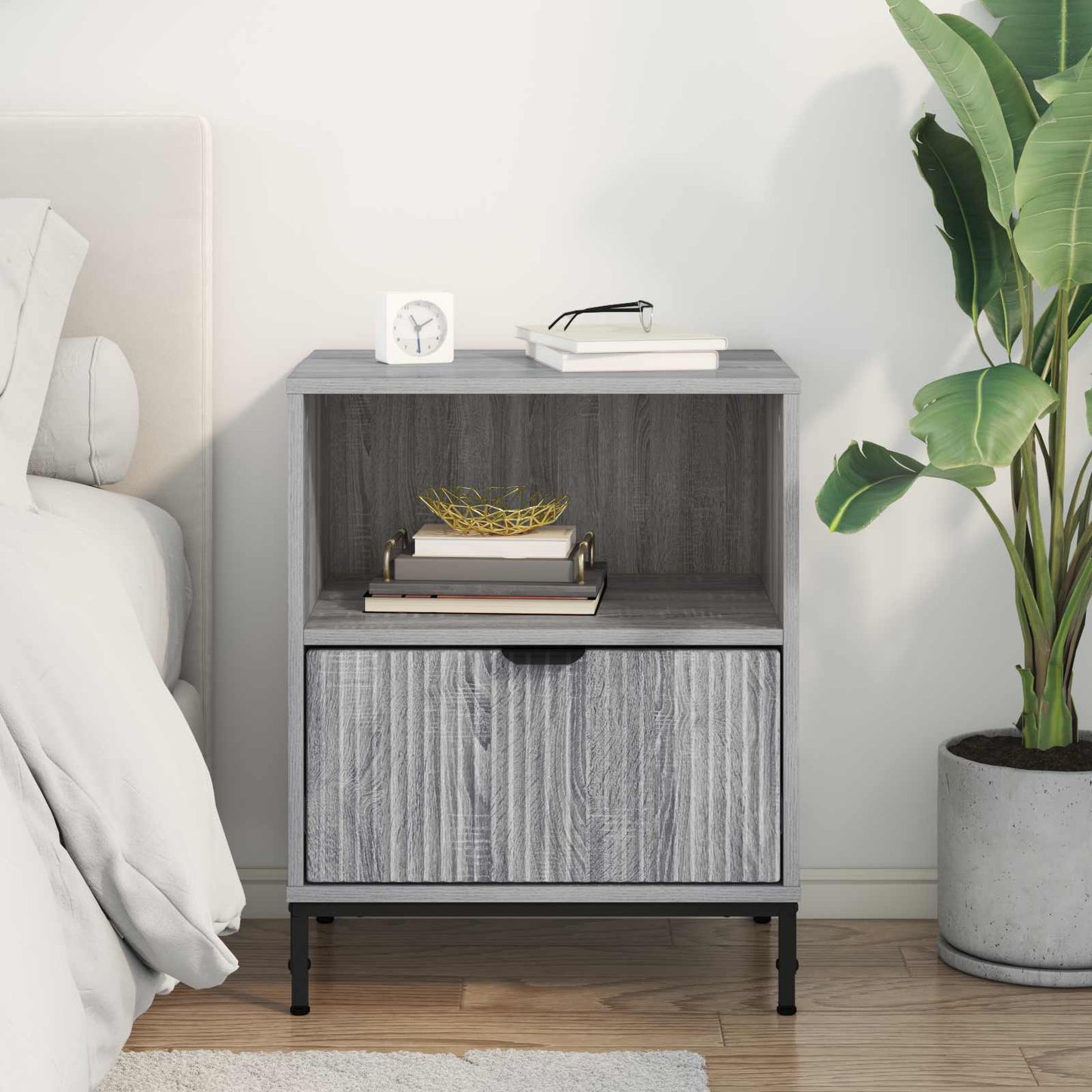 vidaXL Bedside Cabinet Grey sonoma 49 x 36 x 61 cm Engineered wood