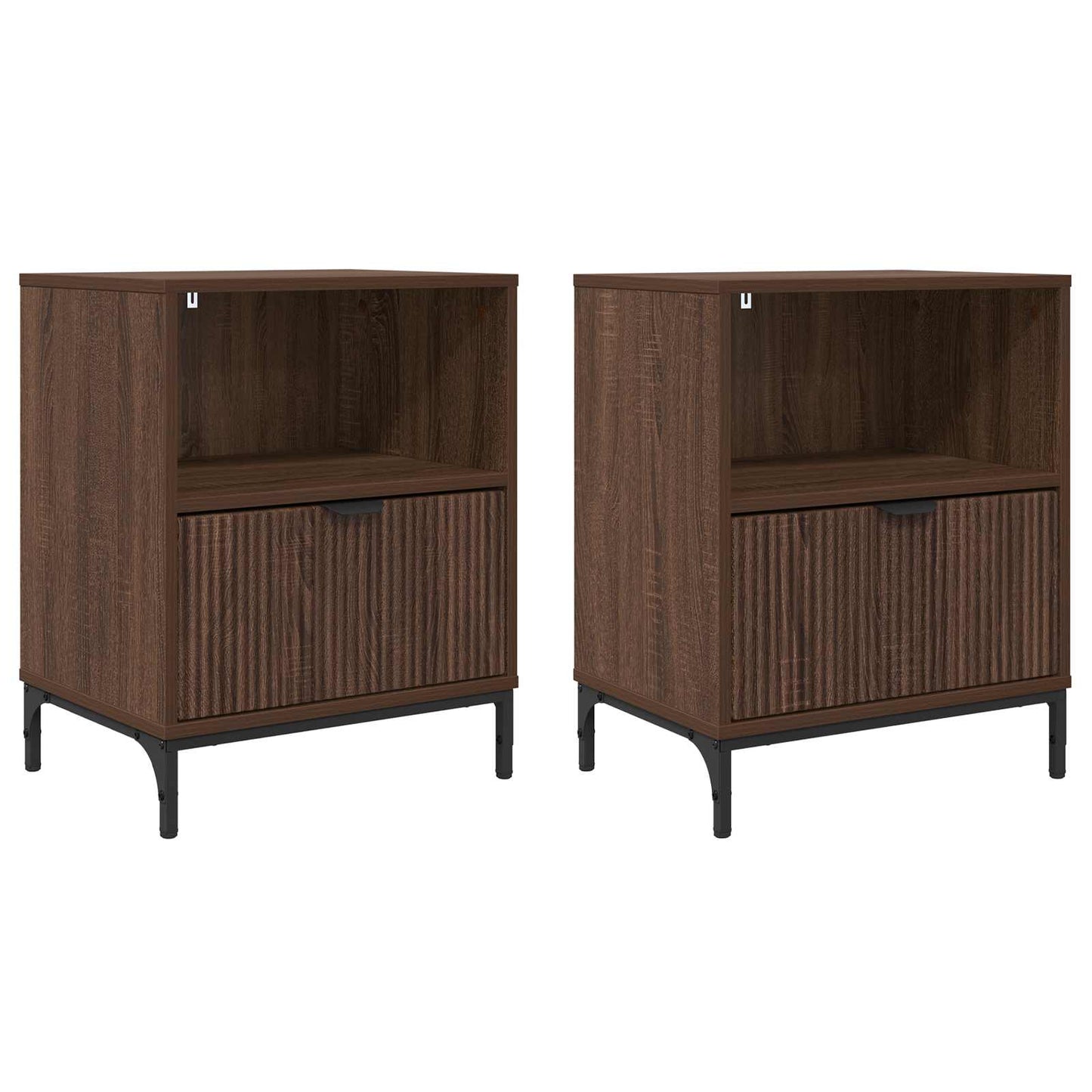 vidaXL Bedside Cabinet 2 pcs Brown oak 49 x 36 x 61 cm Engineered wood