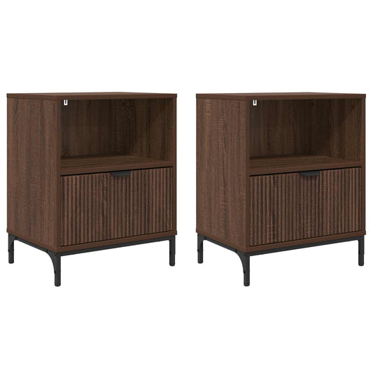 vidaXL Bedside Cabinet 2 pcs Brown oak 49 x 36 x 61 cm Engineered wood