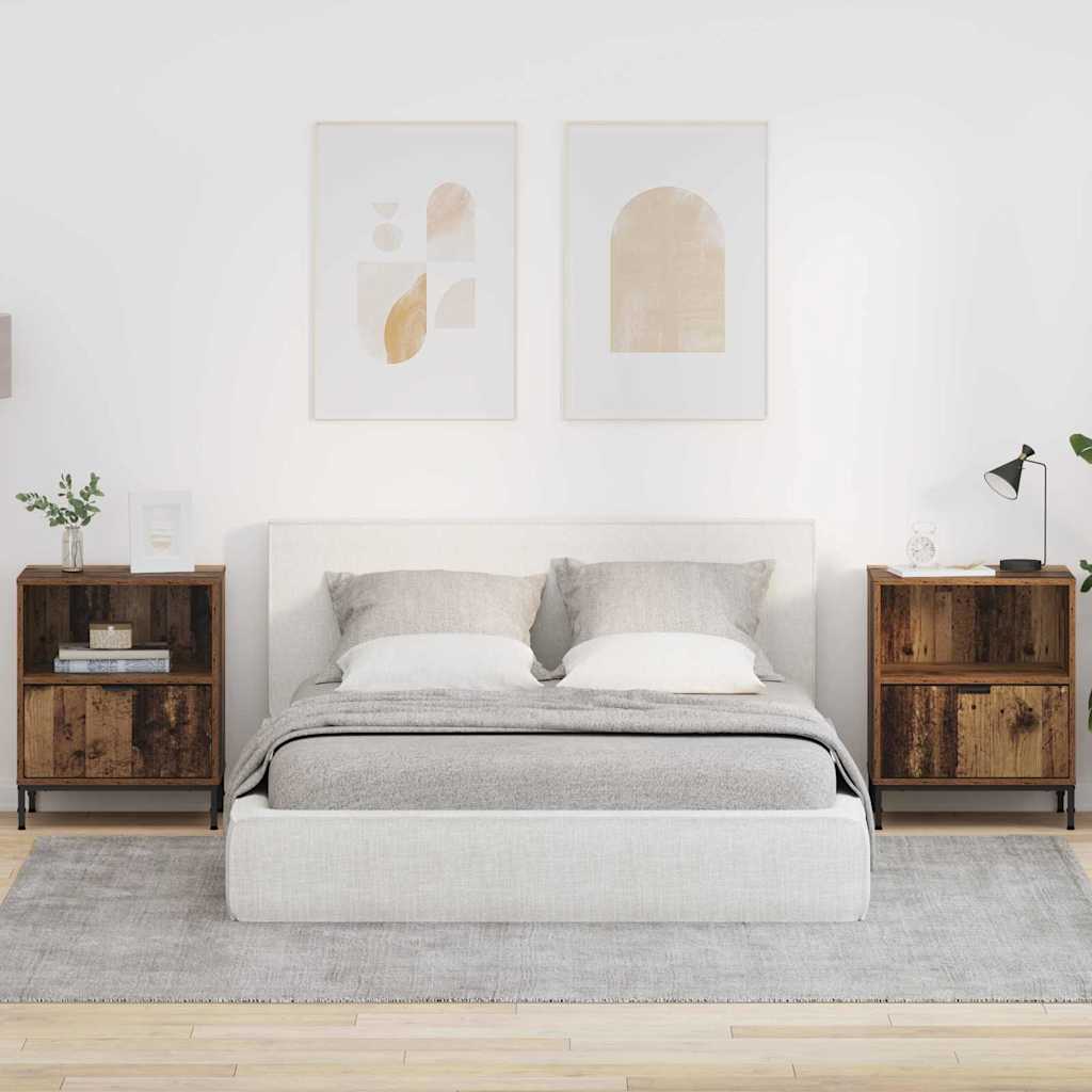 vidaXL Bedside Cabinet 2 pcs Old wood 49 x 36 x 61 cm Engineered wood