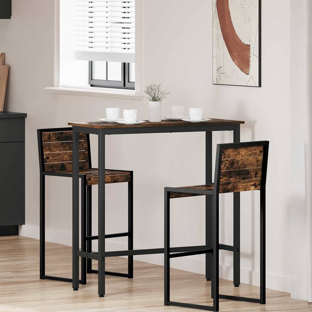 vidaXL Table Smoked Oak 100 x 40 x 100.5 cm Engineered Wood and Steel