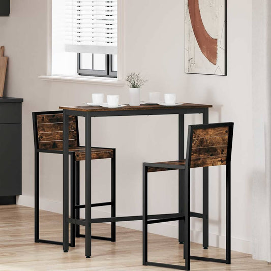 vidaXL Table Smoked Oak 100 x 40 x 100.5 cm Engineered Wood and Steel