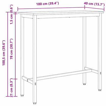 vidaXL Table Grey Sonoma 100 x 40 x 100.5 cm Engineered Wood and Steel