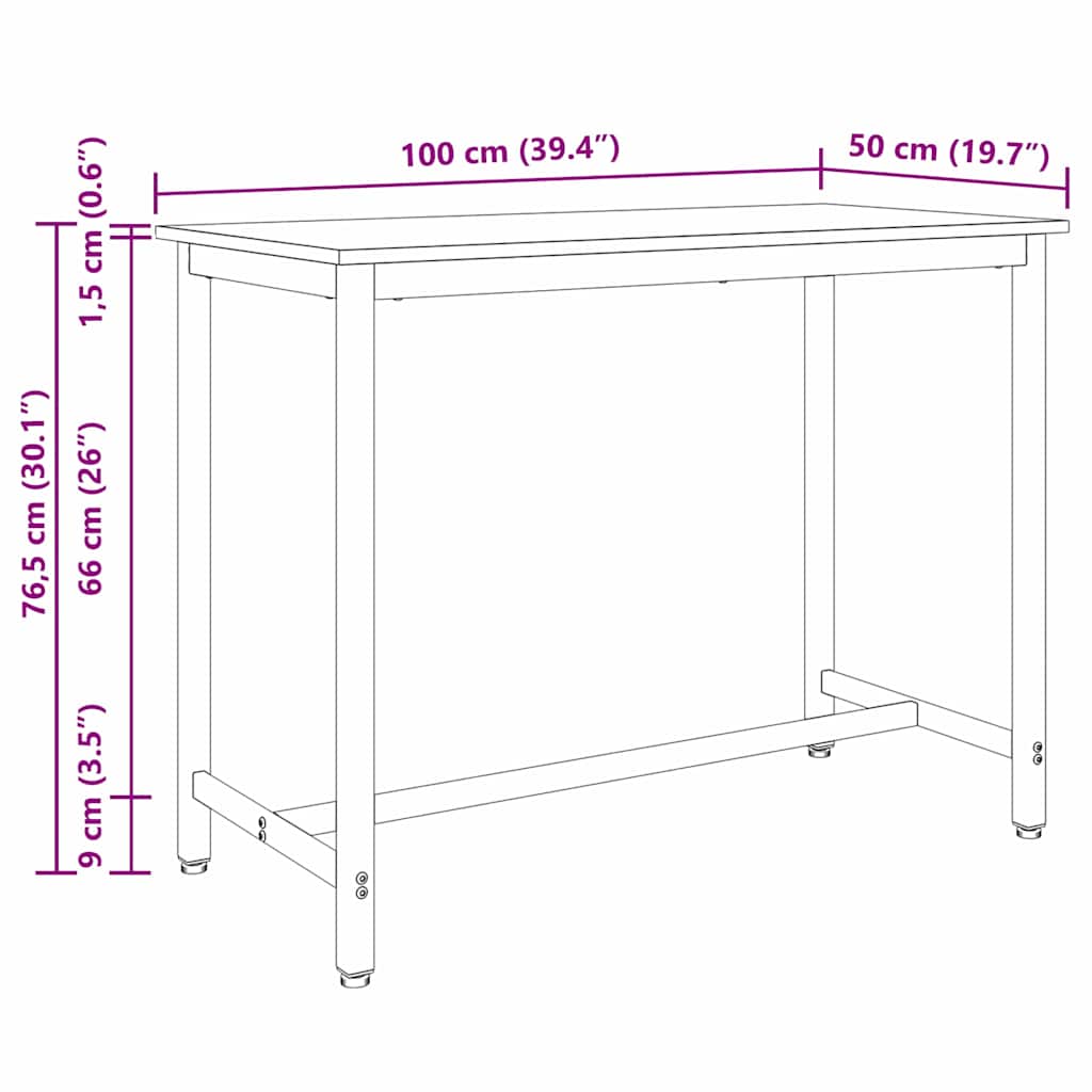 vidaXL Table Old Wood 100 x 50 x 76.5 cm Engineered Wood and Steel