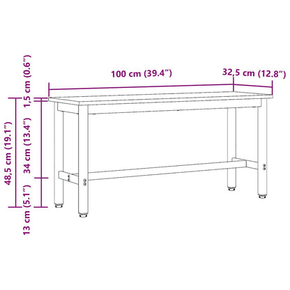 vidaXL Dining Bench 2 pcs Smoked Oak 100 x 32.5 x 48.5 cm