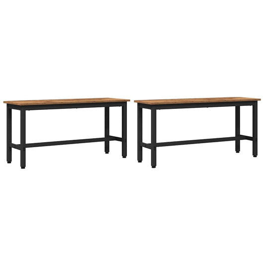 vidaXL Dining Bench 2 pcs Old Wood 100 x 32.5 x 48.5 cm