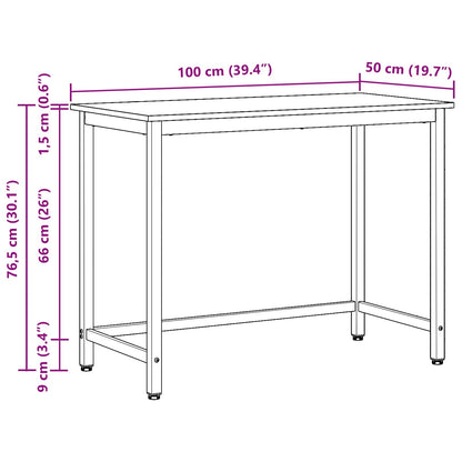 vidaXL Table Black Oak 100 x 50 x 76.5 cm Engineered Wood and Steel