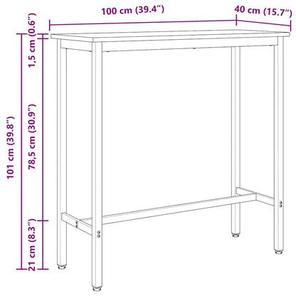 vidaXL Table Natural 100 x 40 x 101 cm Engineered Wood and Steel