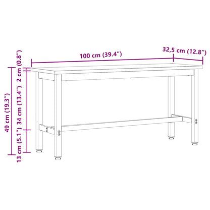 vidaXL Dining Bench Natural 100 x 32.5 x 49 cm Solid pine wood