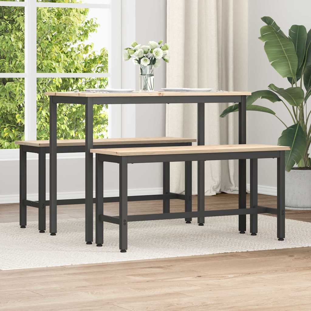 vidaXL Dining Benches 2 pcs Natural 100 x 32.5 x 49 cm Solid pine wood