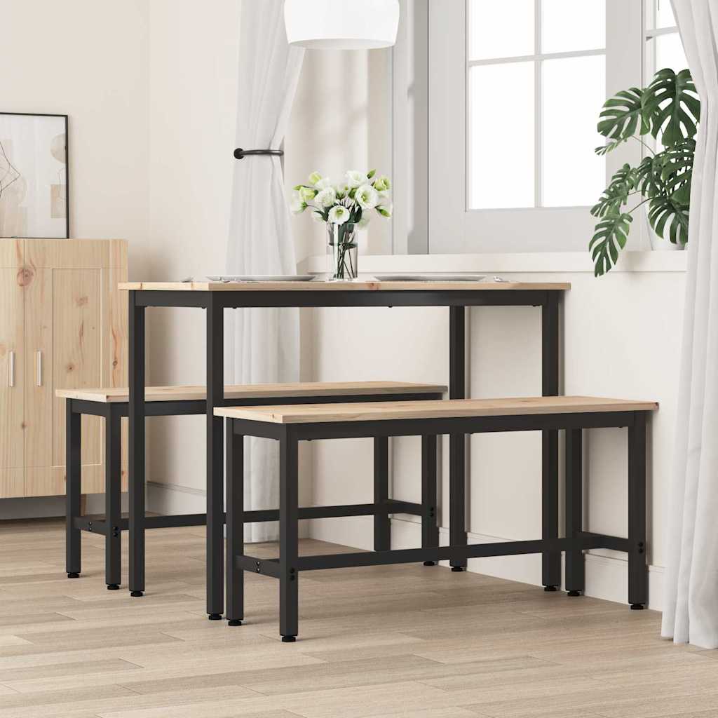 vidaXL Dining Benches 2 pcs Natural 100 x 32.5 x 49 cm Solid pine wood