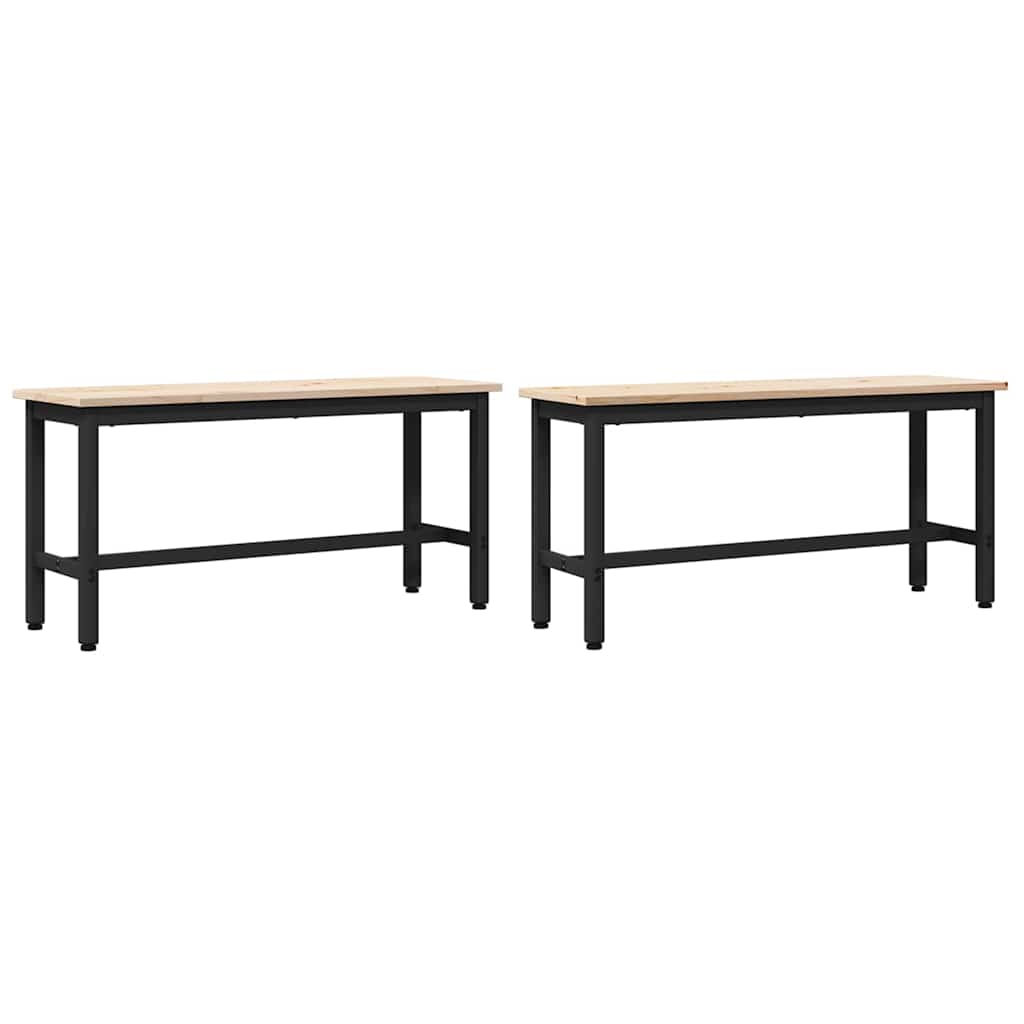 vidaXL Dining Benches 2 pcs Natural 100 x 32.5 x 49 cm Solid pine wood