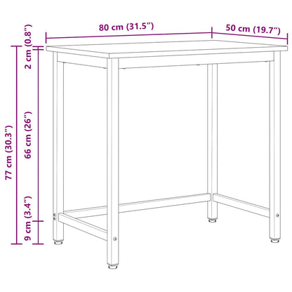 vidaXL Table White 80 x 50 x 77 cm Engineered Wood and Steel