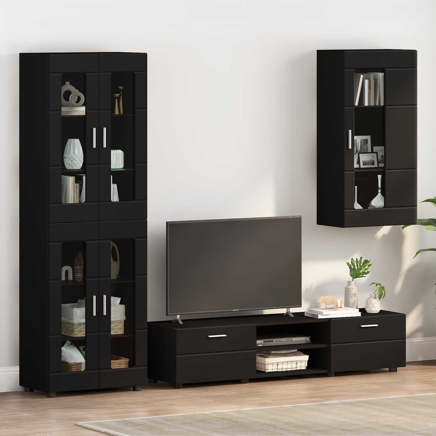 vidaXL Wooden Cabinet Black 50 x 29 x 100 cm Engineered Wood