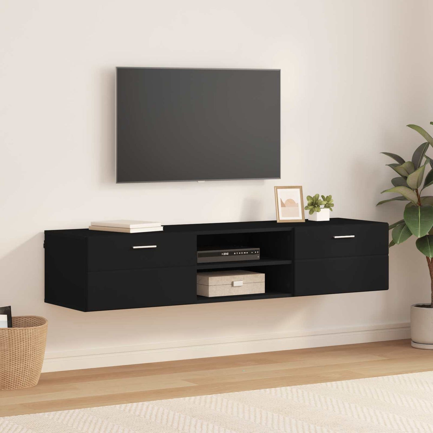 vidaXL Wooden Cabinet Black 150 x 39 x 30 cm Engineered Wood
