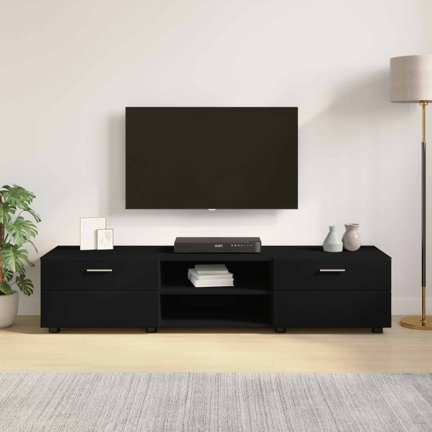 vidaXL Wooden Cabinet Black 150 x 39 x 30 cm Engineered Wood