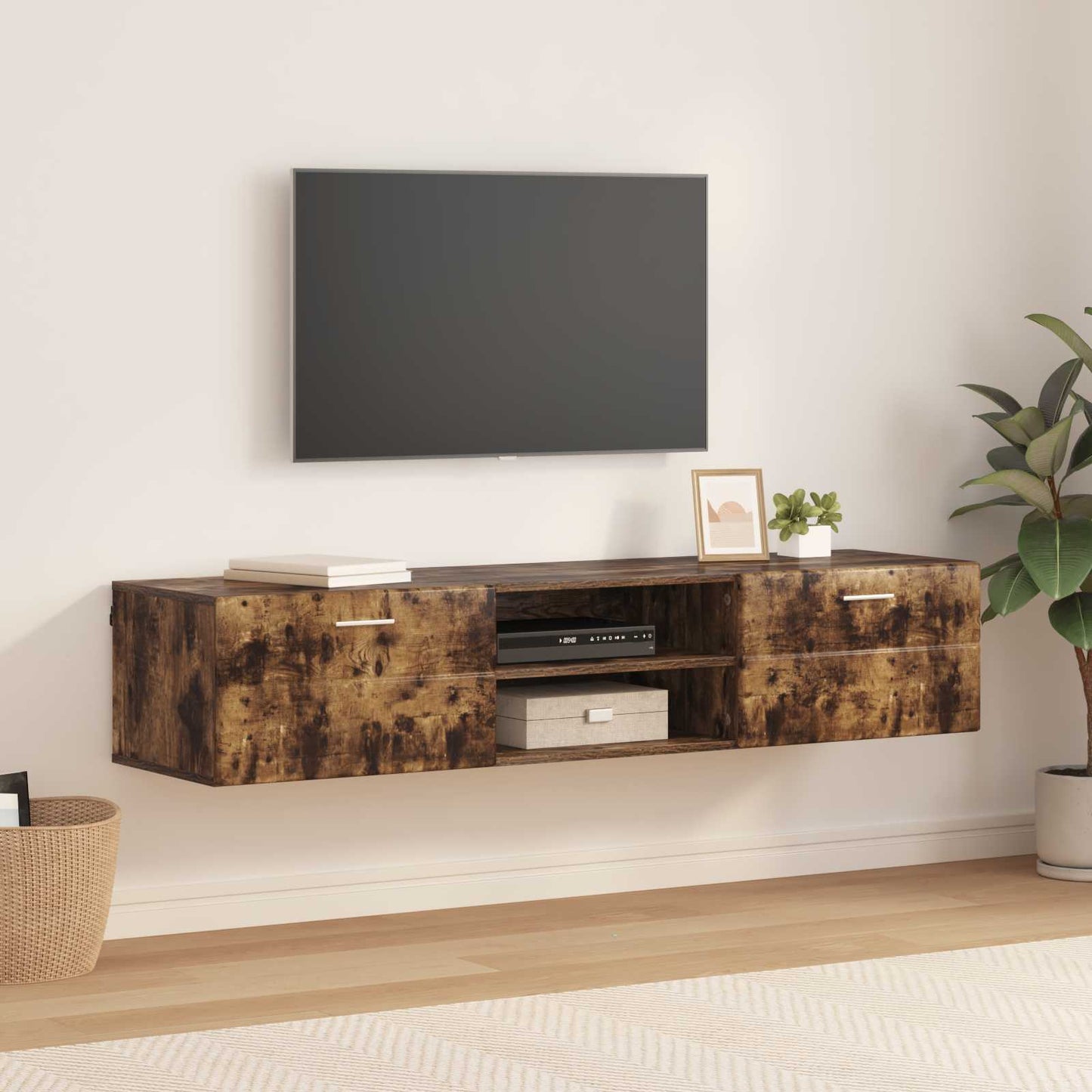 vidaXL Wooden Cabinet Smoked Oak 150 x 39 x 30 cm Engineered Wood