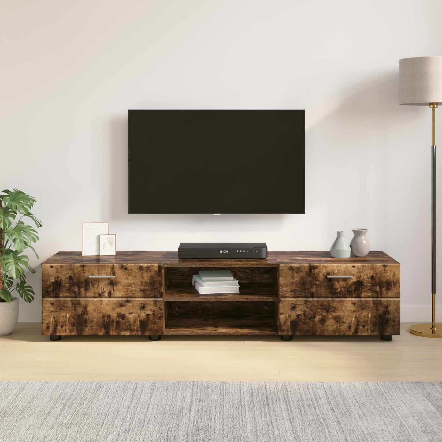 vidaXL Wooden Cabinet Smoked Oak 150 x 39 x 30 cm Engineered Wood