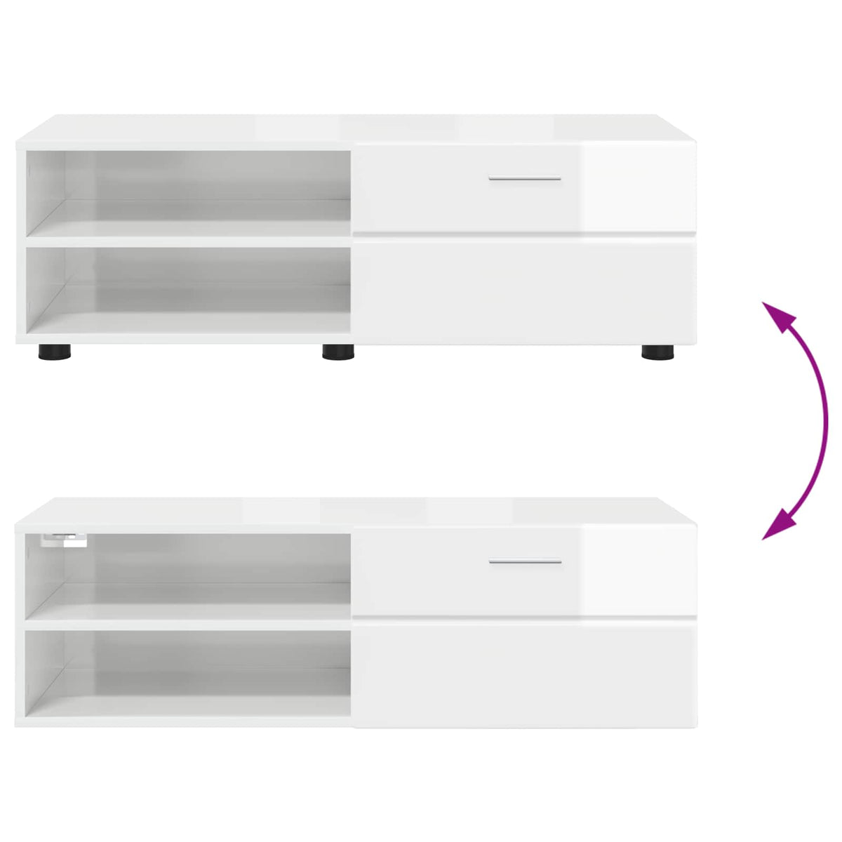vidaXL Wooden Cabinet 100.5 x 39 x 30 cm High Gloss White