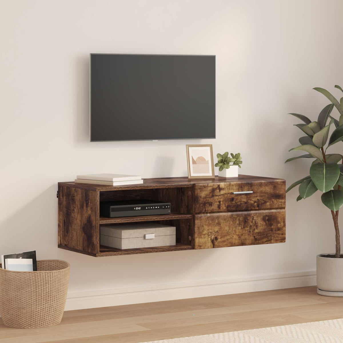 vidaXL Wooden Cabinet 100.5 x 39 x 30 cm Smoked Oak Engineered Wood