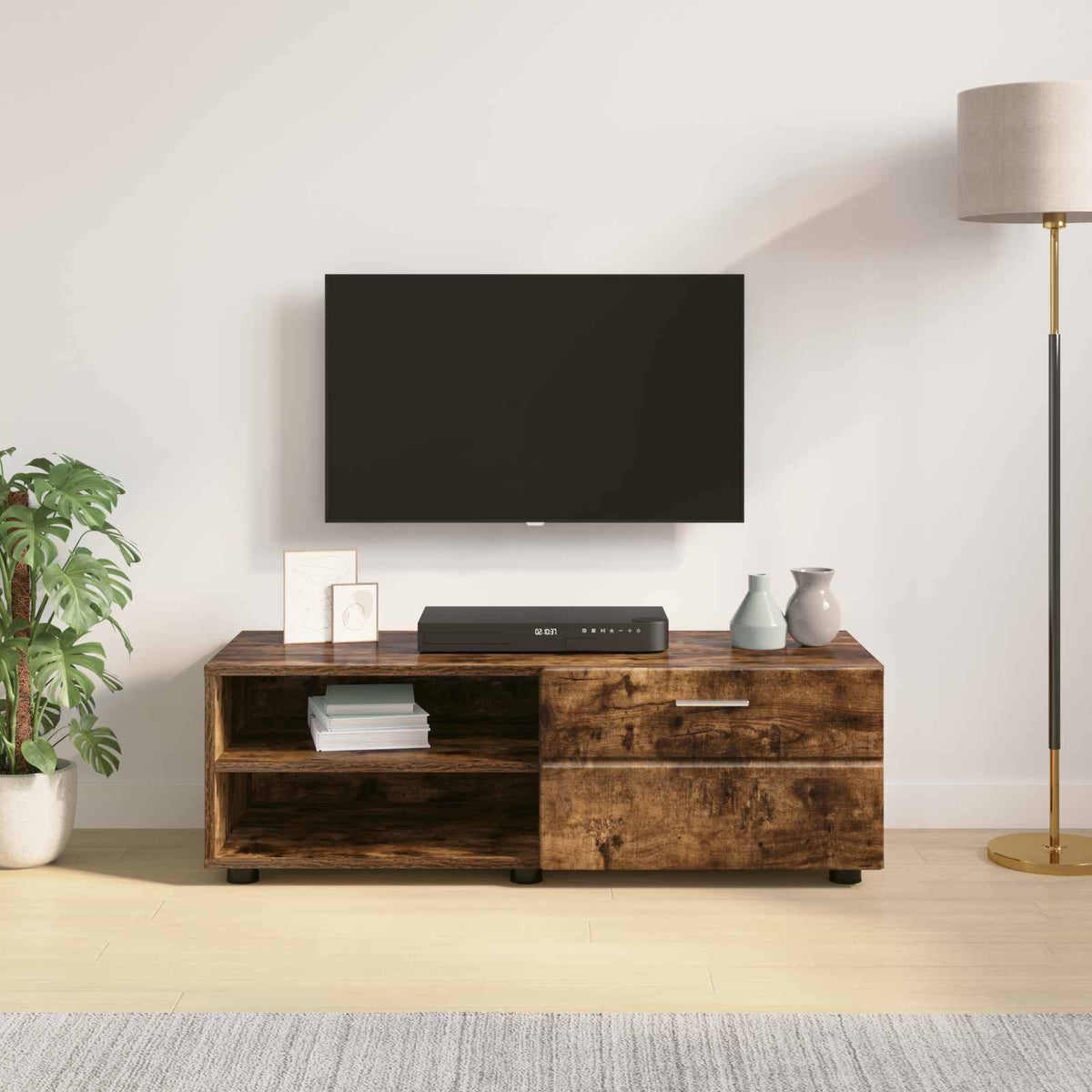 vidaXL Wooden Cabinet 100.5 x 39 x 30 cm Smoked Oak Engineered Wood