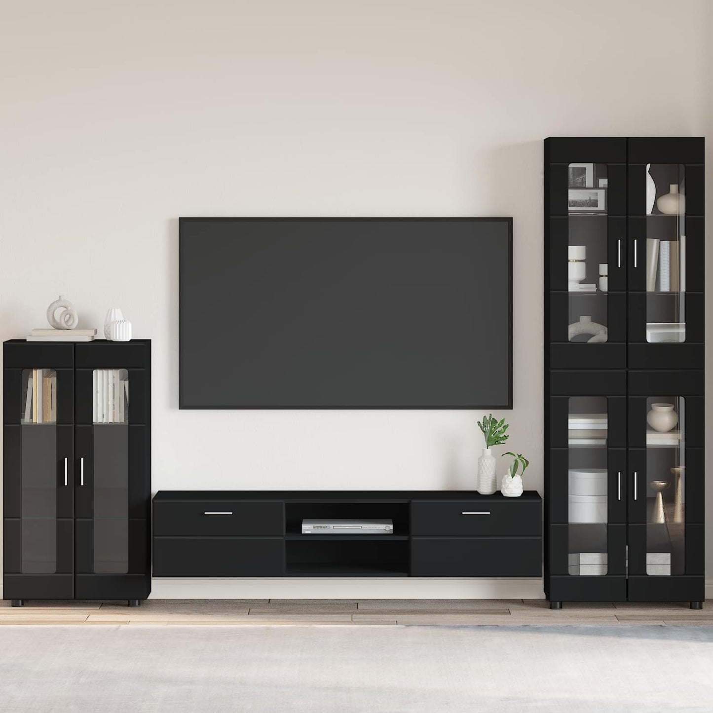 vidaXL Sideboard FLORIN Black 55.5 x 29 x 100 cm Engineered Wood