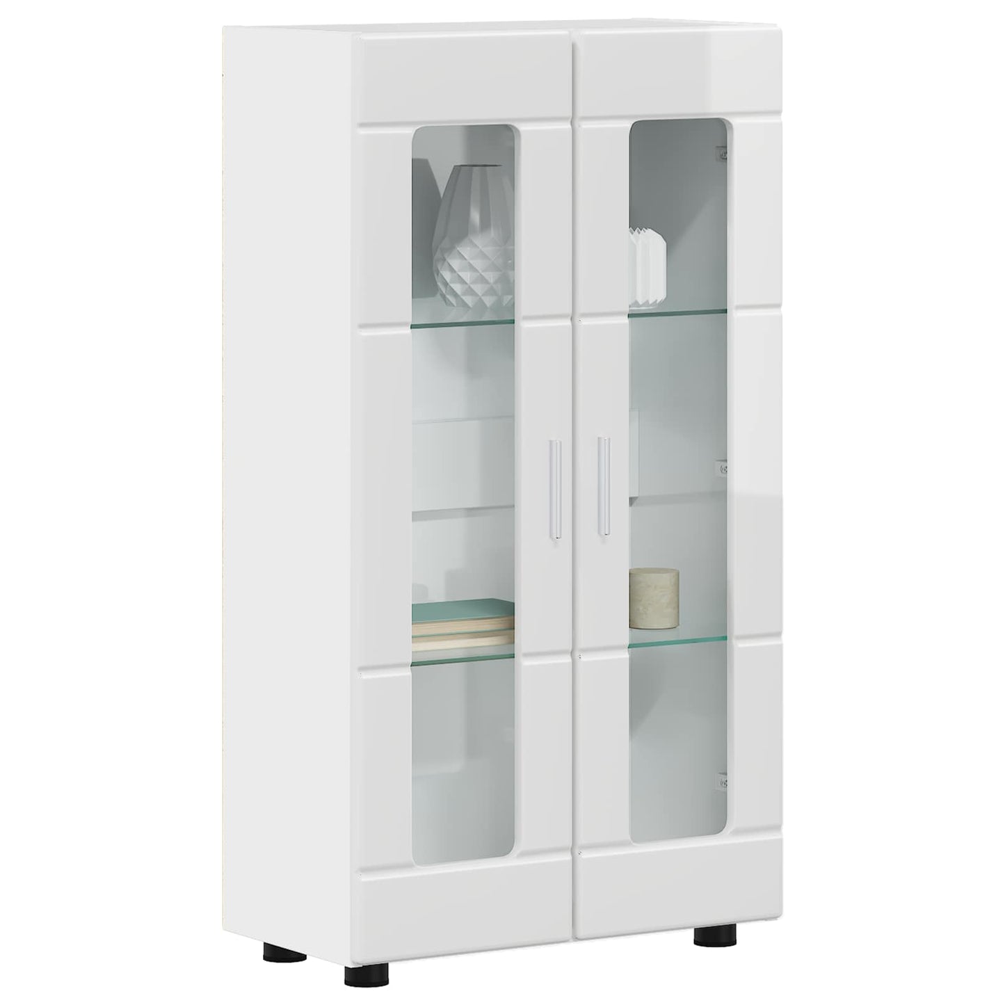 vidaXL Sideboard with Shelf FLORIN High Gloss White 55.5 x 29 x 100 cm