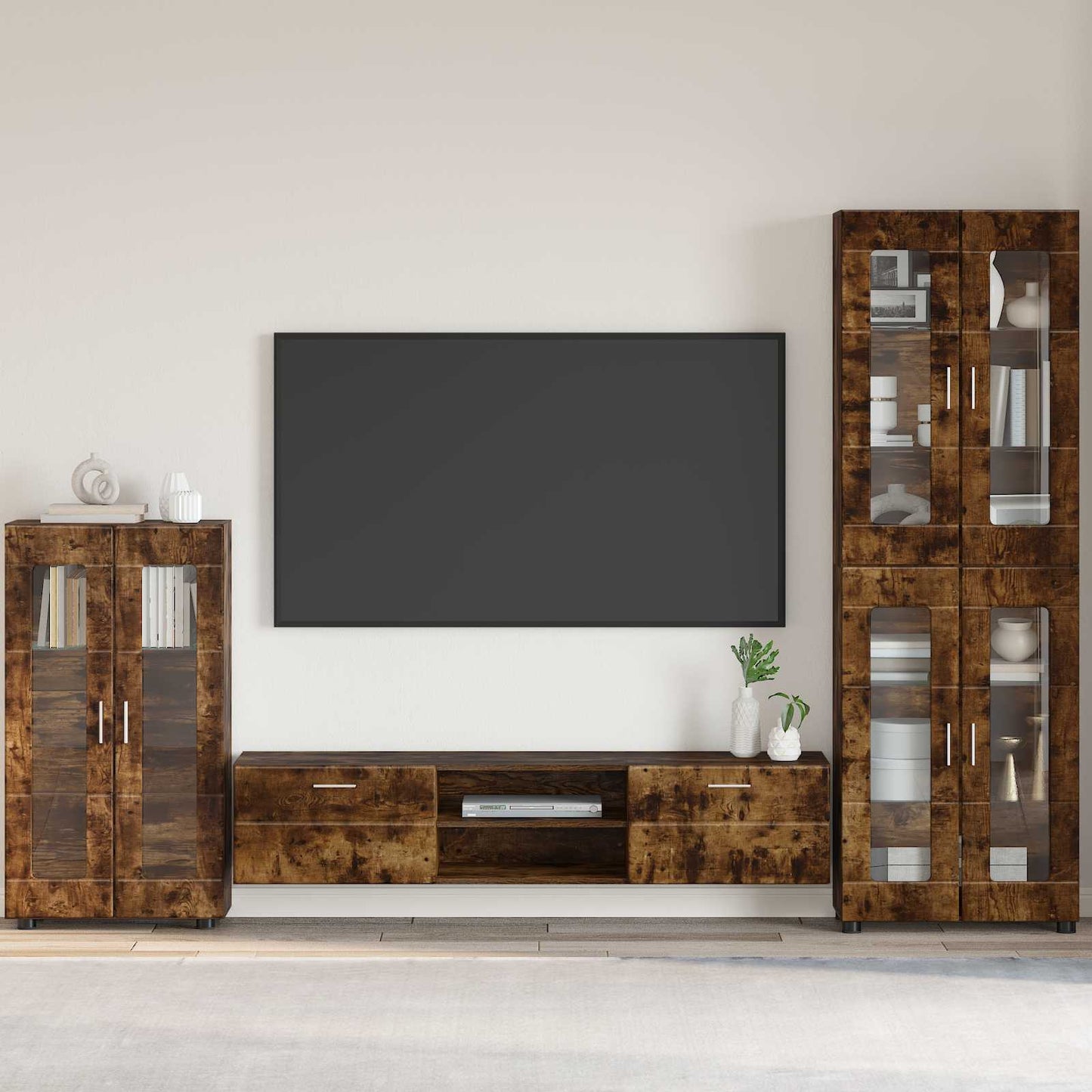 vidaXL Sideboard FLORIN Smoked Oak 55.5 x 29 x 100 cm Engineered Wood