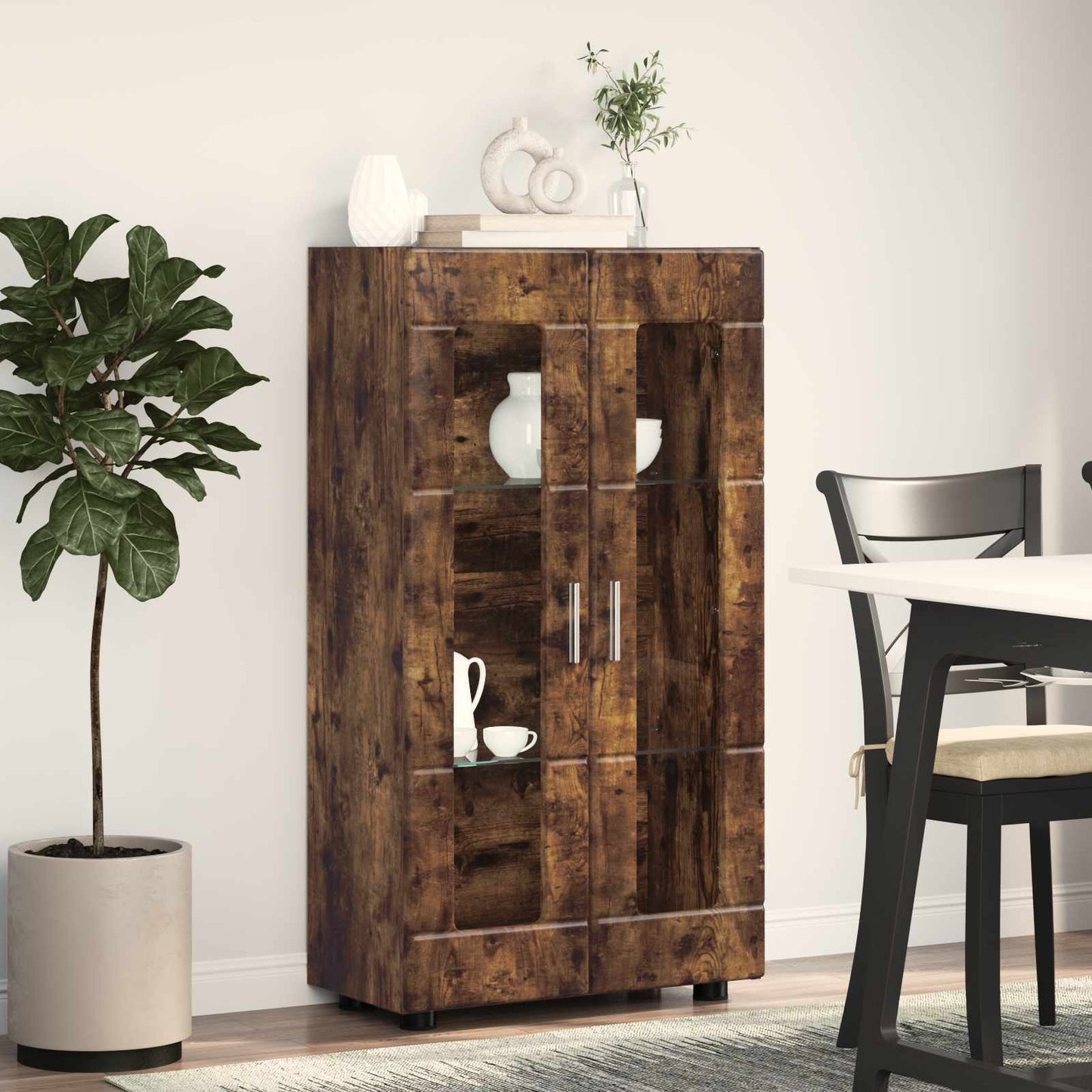 vidaXL Sideboard FLORIN Smoked Oak 55.5 x 29 x 100 cm Engineered Wood