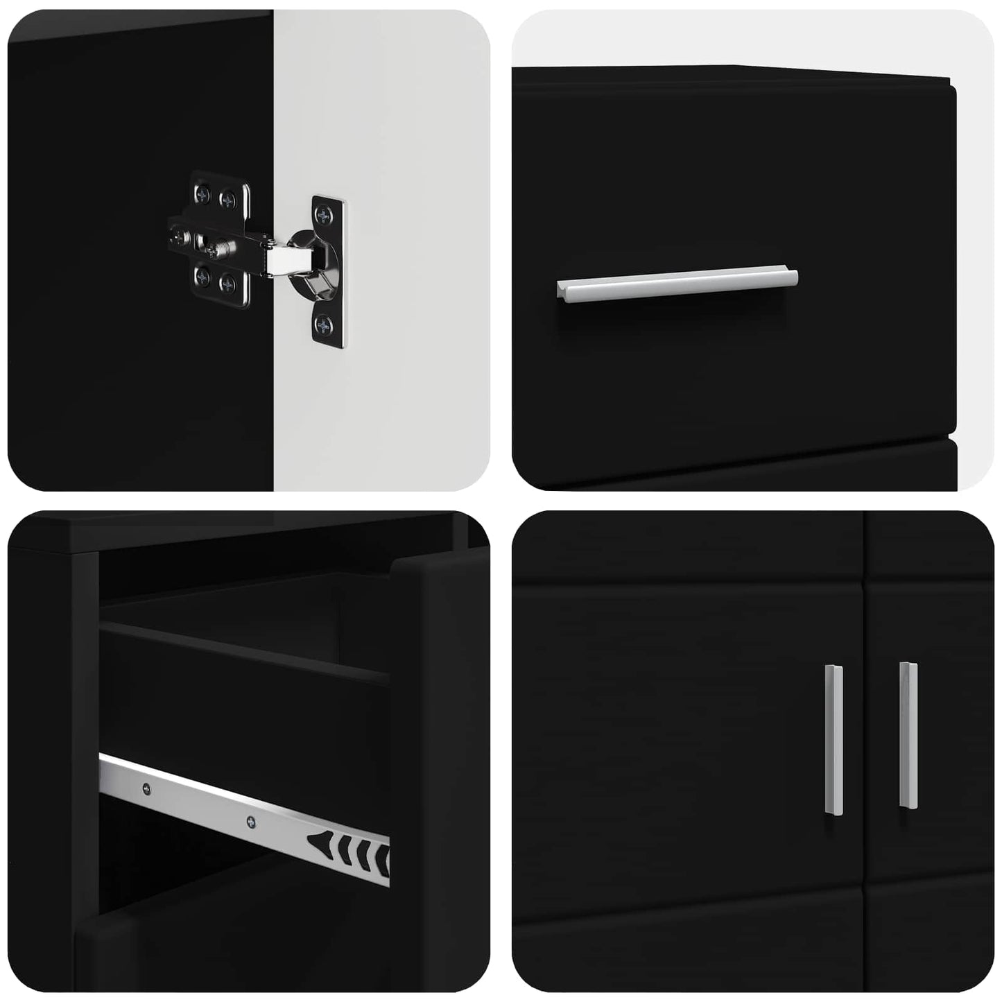 vidaXL Wooden Cabinet Black 88.5 x 30.5 x 73 cm Engineered Wood