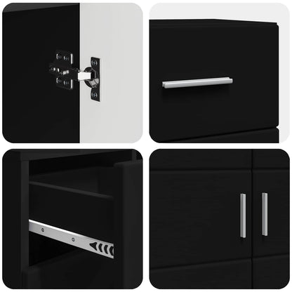 vidaXL Wooden Cabinet Black 88.5 x 30.5 x 73 cm Engineered Wood