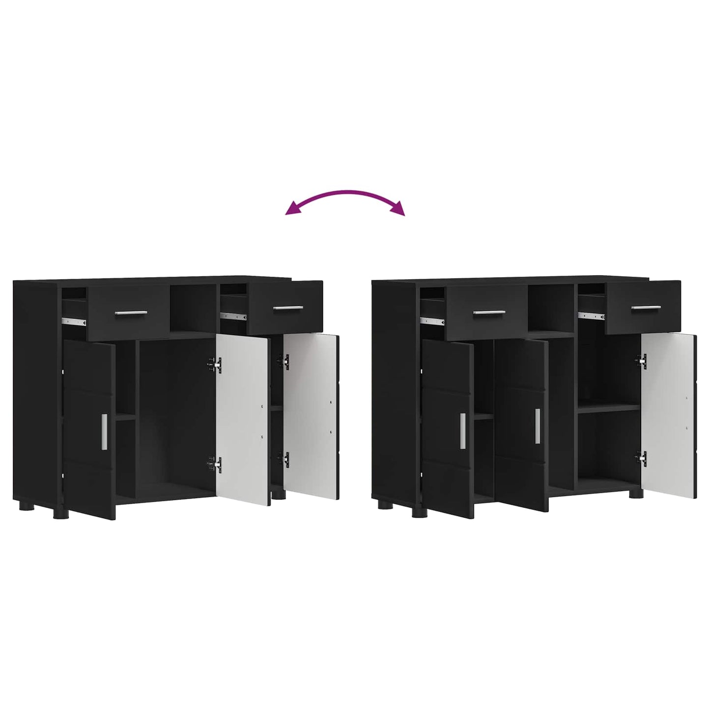 vidaXL Wooden Cabinet Black 88.5 x 30.5 x 73 cm Engineered Wood