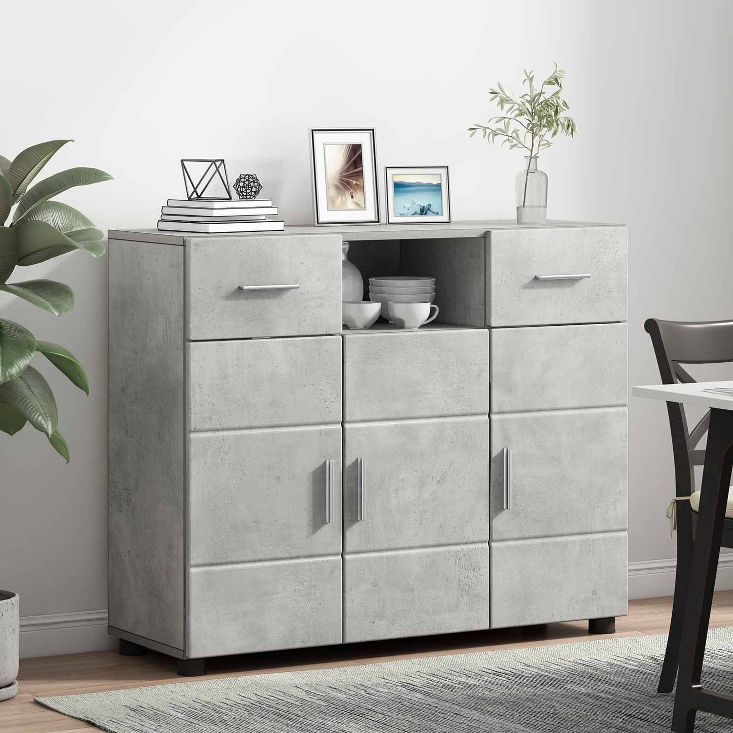 vidaXL Wooden Cabinet Concrete Grey Engineered Wood