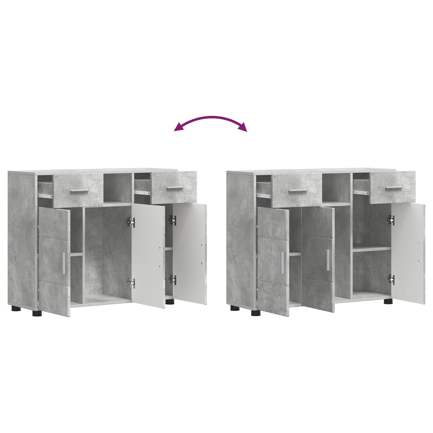 vidaXL Wooden Cabinet Concrete Grey Engineered Wood