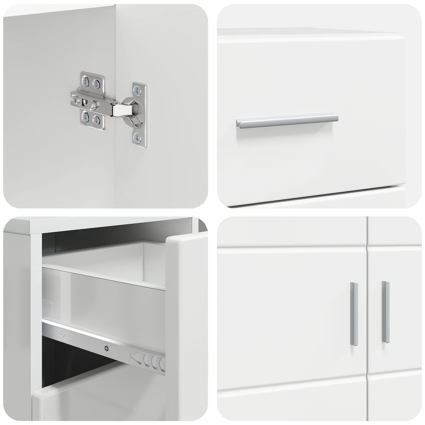 vidaXL Wooden Cabinet with Drawer High Gloss White 88.5 x 30.5 x 73 cm
