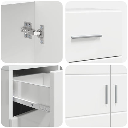 vidaXL Wooden Cabinet with Drawer High Gloss White 88.5 x 30.5 x 73 cm